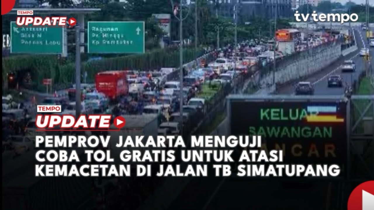 Youtube Thumnail image of : Pemprov Jakarta Menguji Coba Tol Gratis untuk Atasi Kemacetan di Jalan TB Simatupang
