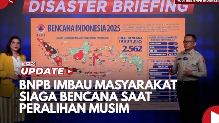 Youtube Thumnail image of : BNPB imbau masyarakat siaga bencana saat peralihan musim