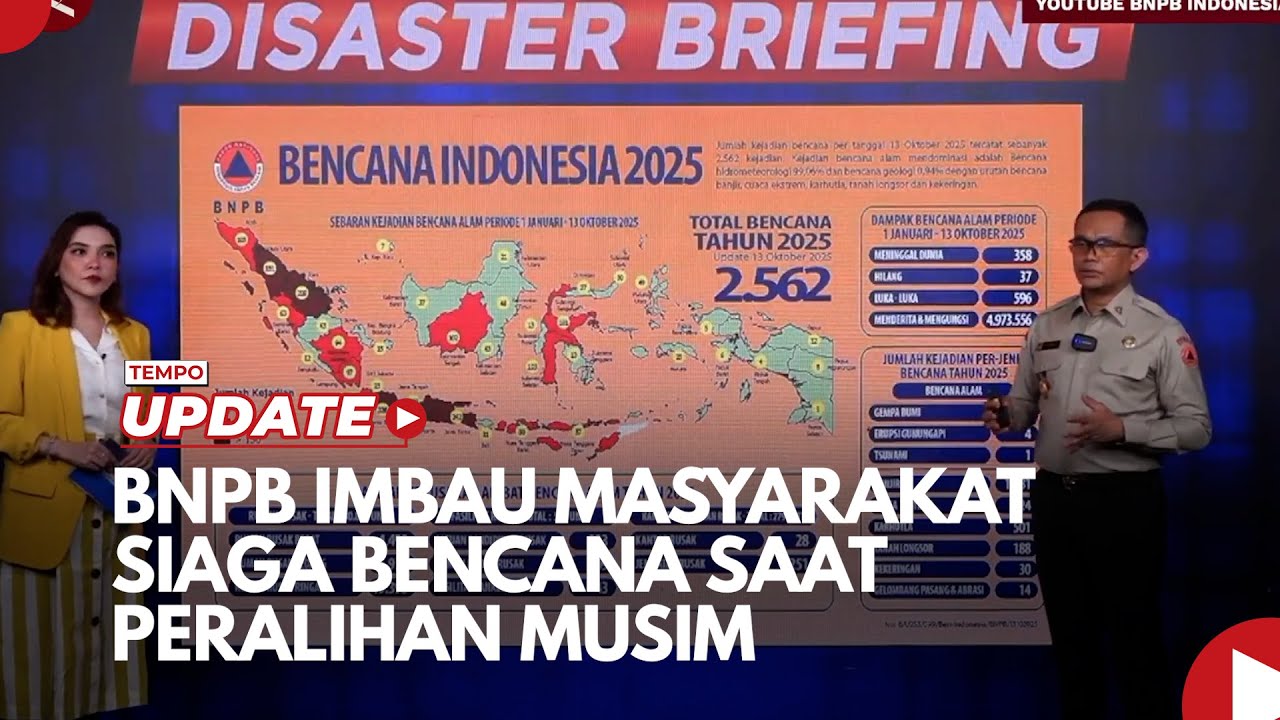 Youtube Thumnail image of : BNPB imbau masyarakat siaga bencana saat peralihan musim