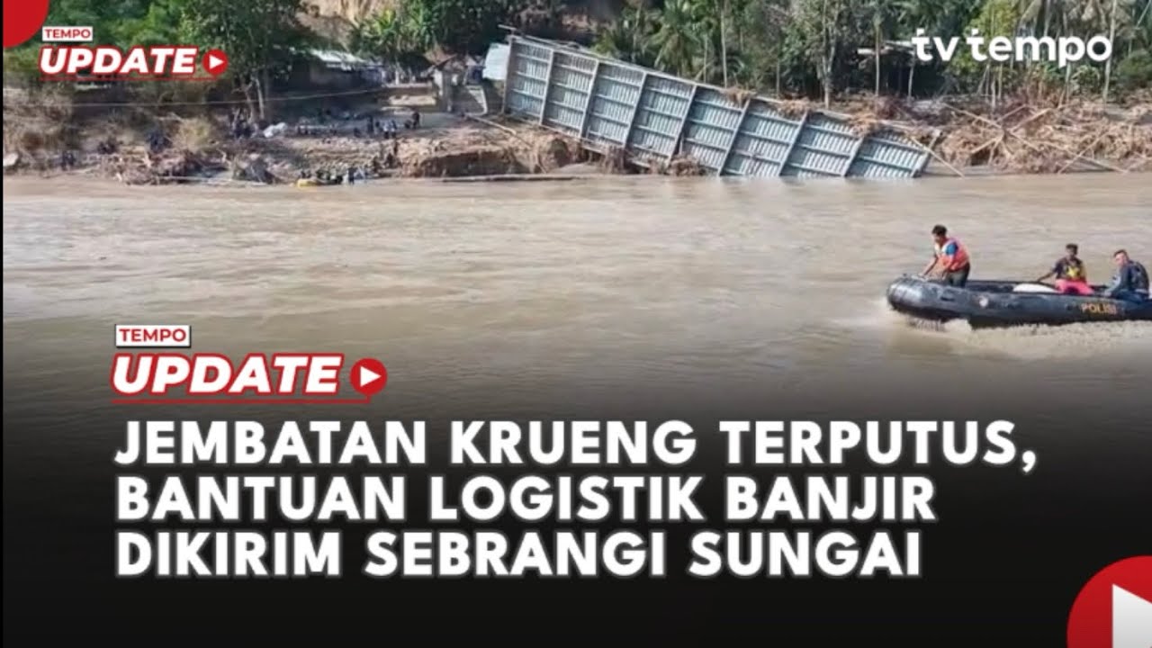 Youtube Thumnail image of : Jembatan Krueng Terputus, Bantuan Logistik Banjir Dikirim Sebrangi Sungai