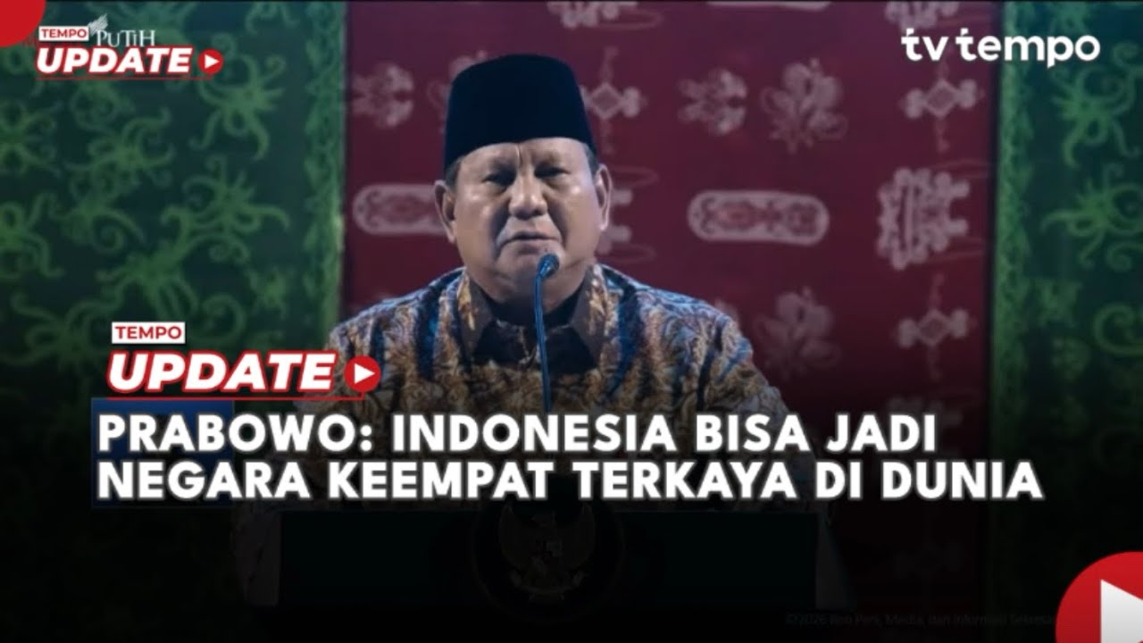 Youtube Thumnail image of : Prabowo: Indonesia Bisa Jadi Negara Keempat Terkaya di Dunia